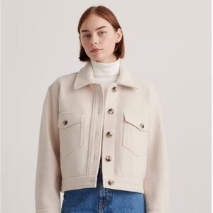 100% Merino Wool Cropped Shirt Jacket NWT